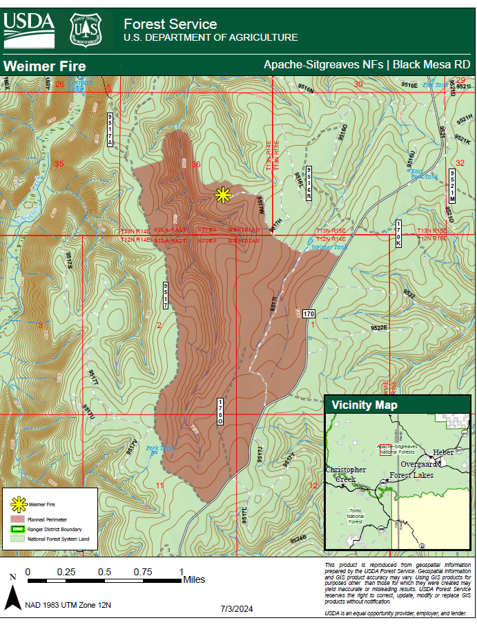 Map showing location of the Weimer Fire