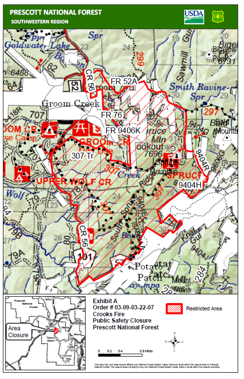 Crooks Fire Closure Map 5-18-22