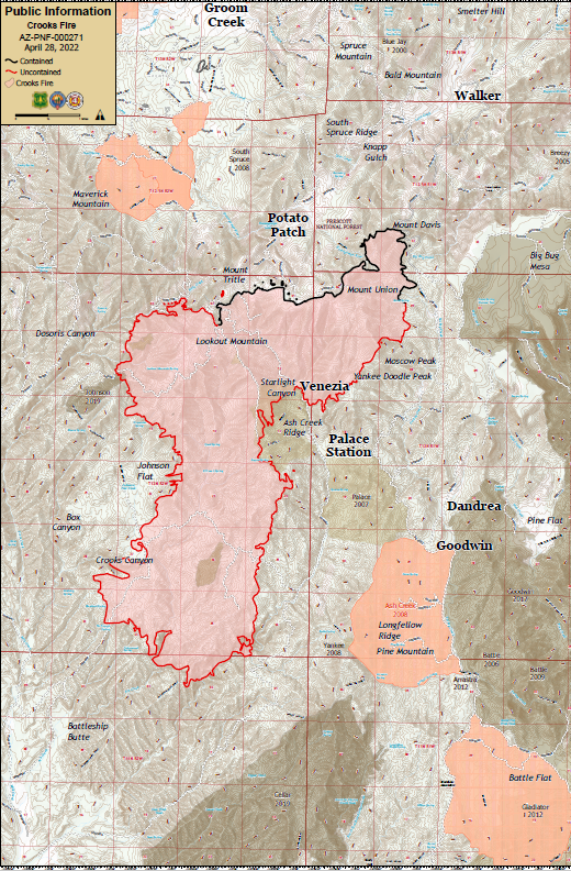 Map of Crooks Fire April 28