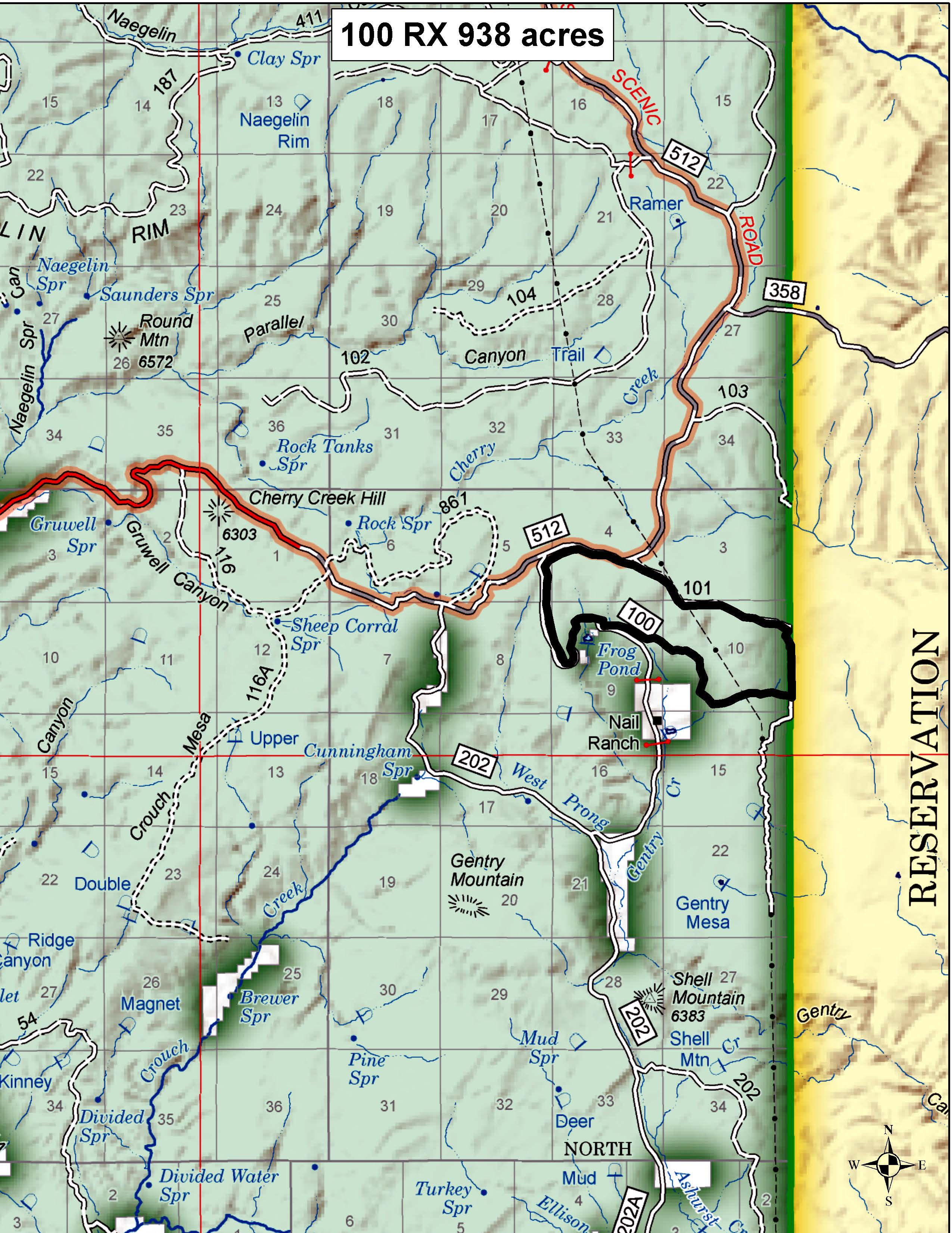 map of Pleasant Valley Ranger District prescribed burn
