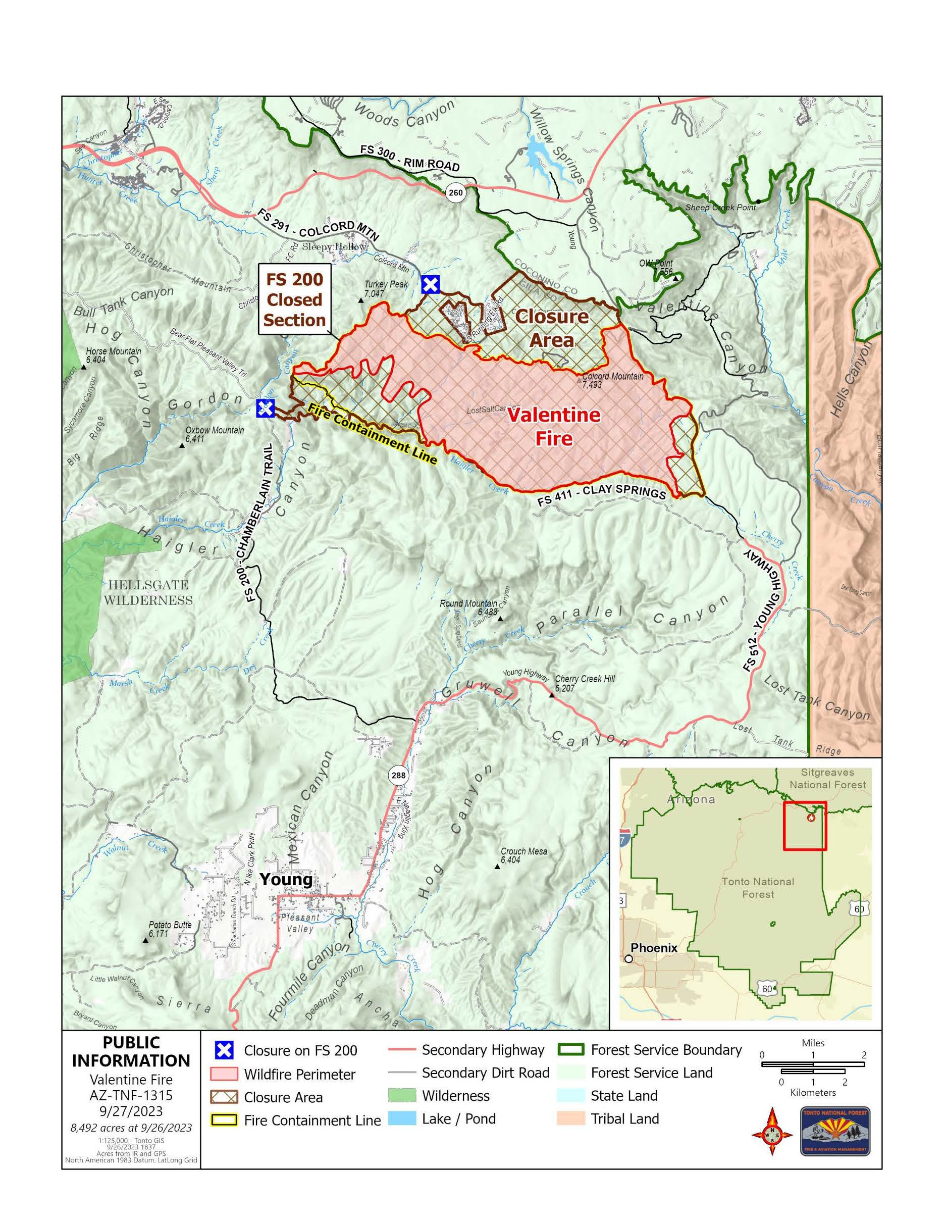 Map of Valentine Fire location 092823