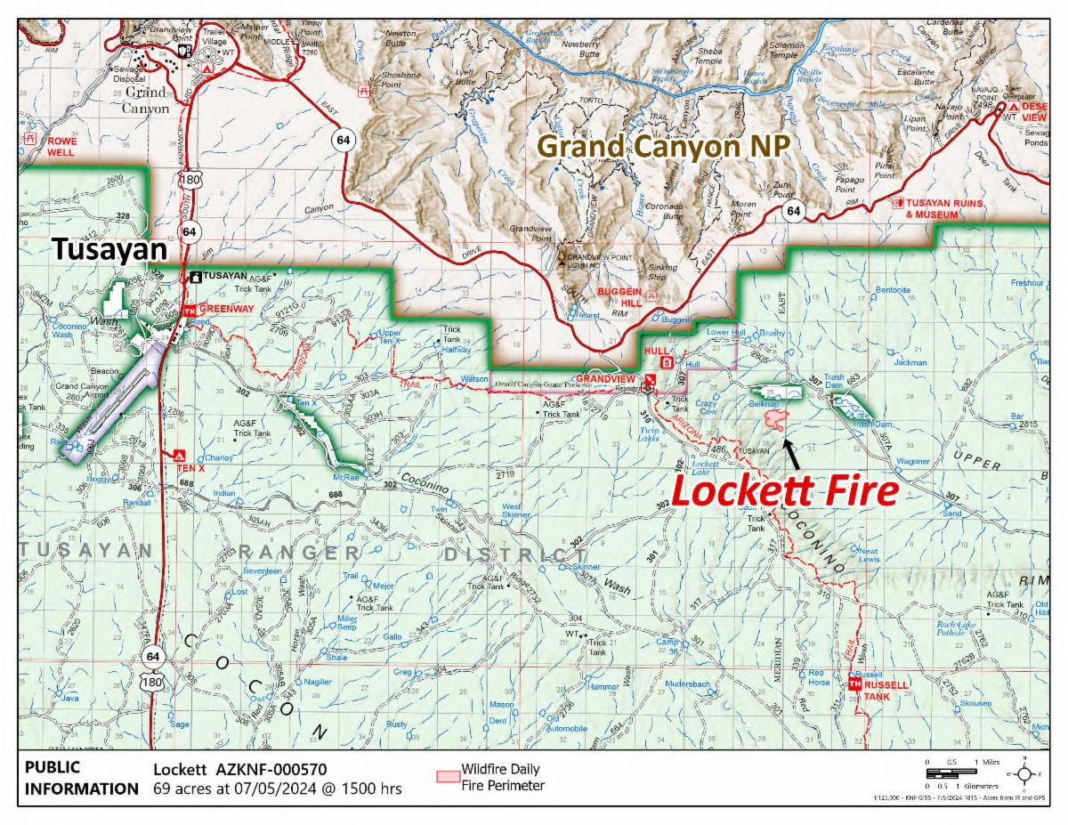 Map showing location of the Lockett Fire