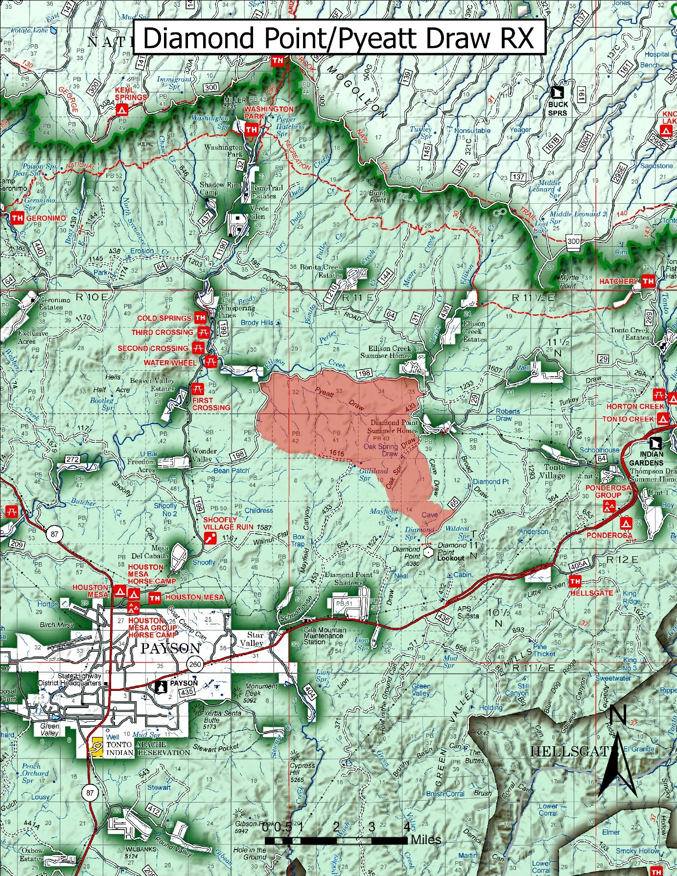 Map showring location of the Diamond Point/Pyeatt Draw Prescribed Burn