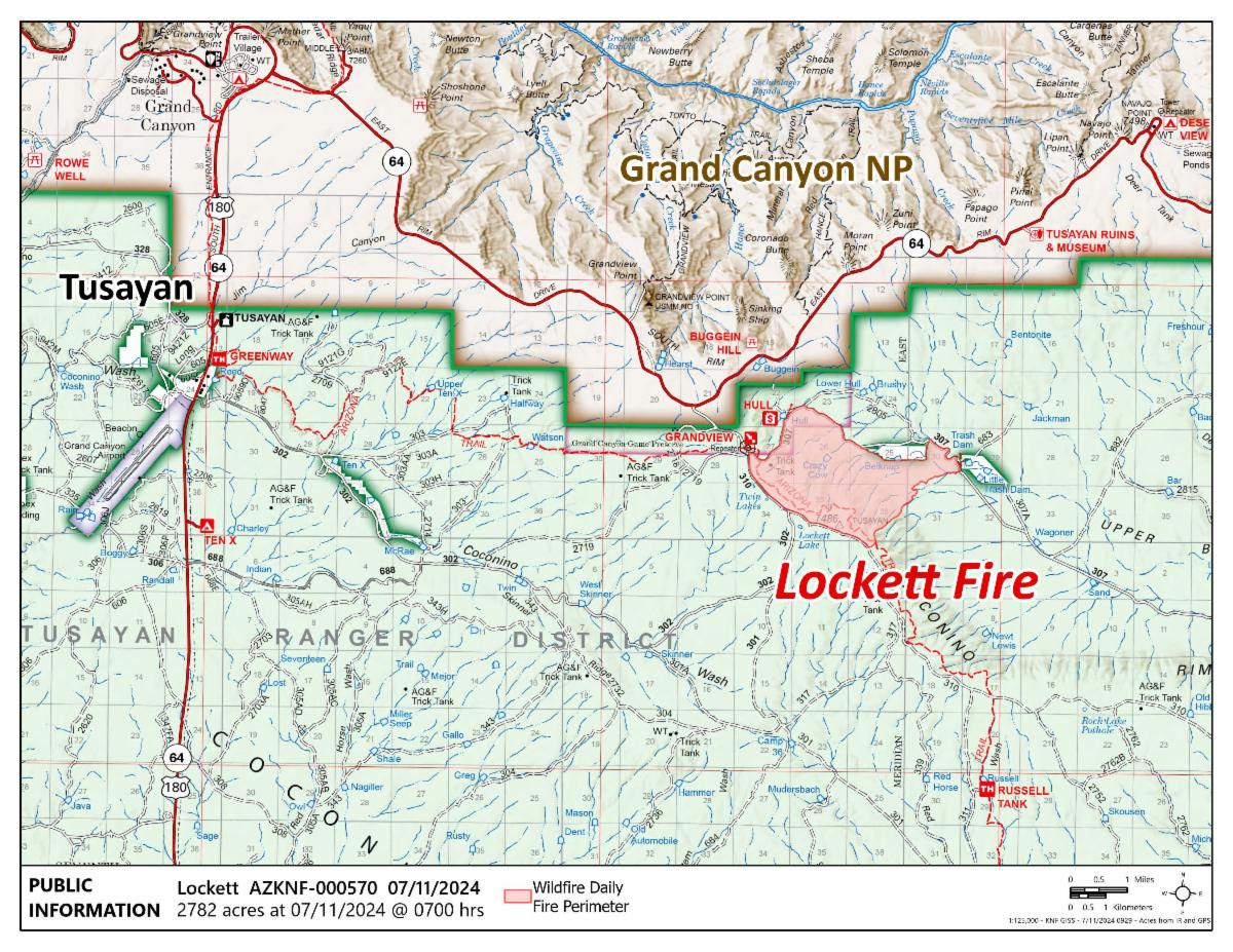 Map showing location of the Lockett Fire burn area