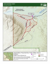 Map showing Hewitt Station Prescribed Burn Public Safety Closure area